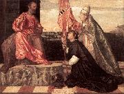 TIZIANO Vecellio Pope Alexander IV Presenting Jacopo Pesaro to St Peter nwt oil on canvas